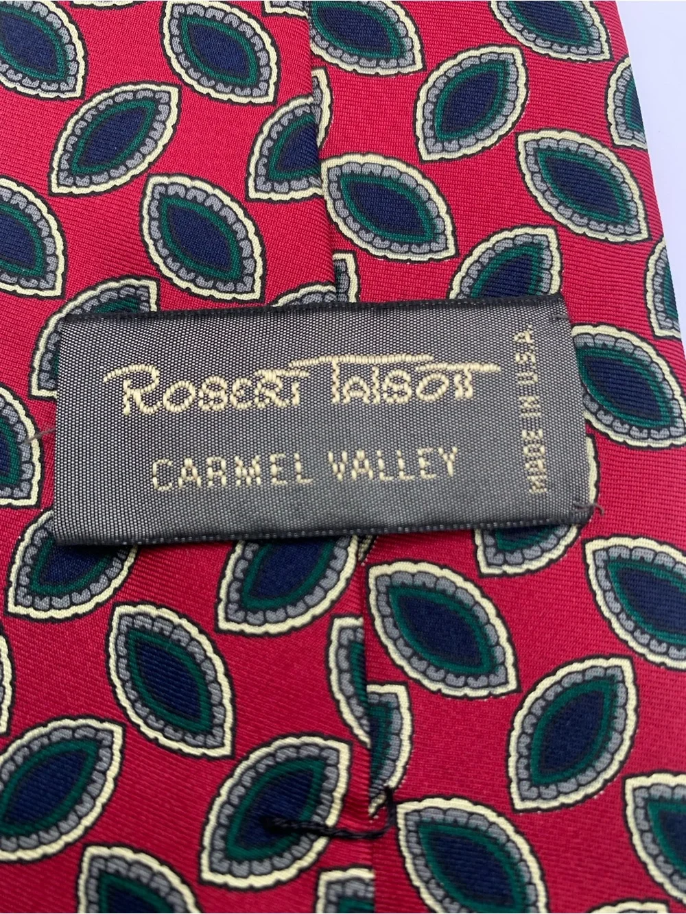Robert Talbott Red Tie with Green and Cream Leaf Motif